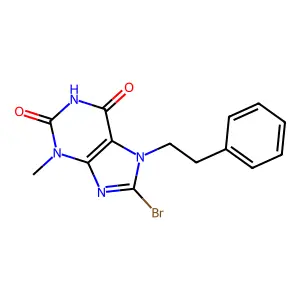 1H-Purine-2,6-dione, 8-bromo-3,7-dihydro-3-methyl-7-(2-phenylethyl)- structure