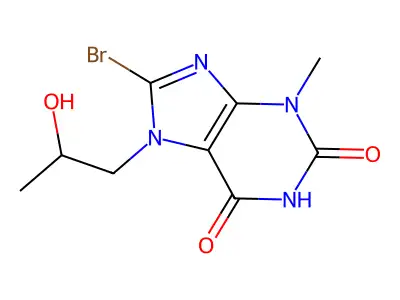 8-Bromo-7-(2-hydroxypropyl)-3-methylpurine-2,6-dione structure