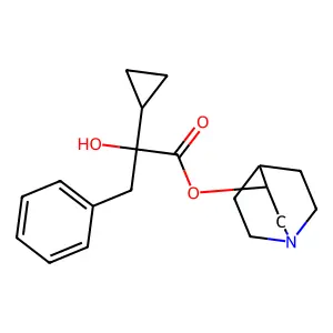 Cyclopropaneglycolic acid, alpha-benzyl-, 3-quinuclidinyl ester structure