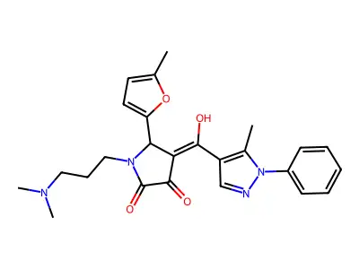 1-[3-(dimethylamino)propyl]-3-hydroxy-4-(5-methyl-1-phenyl-1H-pyrazole-4-carbonyl)-5-(5-methylfuran-2-yl)-2,5-dihydro-1H-pyrrol-2-one structure
