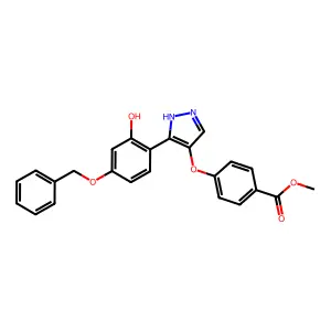 methyl 4-({3-[4-(benzyloxy)-2-hydroxyphenyl]-1H-pyrazol-4-yl}oxy)benzoate structure
