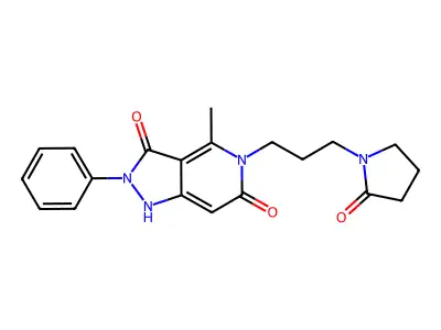 4-methyl-5-[3-(2-oxopyrrolidin-1-yl)propyl]-2-phenyl-1H-pyrazolo[4,3-c]pyridine-3,6-dione structure