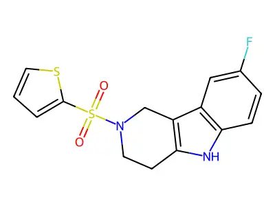 8-fluoro-2-(2-thienylsulfonyl)-2,3,4,5-tetrahydro-1H-pyrido[4,3-b]indole structure