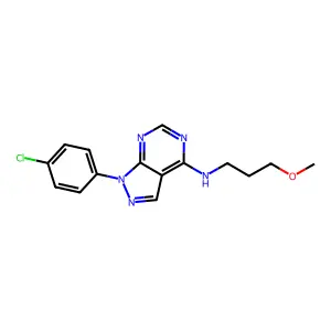 1-(4-chlorophenyl)-N-(3-methoxypropyl)-1H-pyrazolo[3,4-d]pyrimidin-4-amine structure