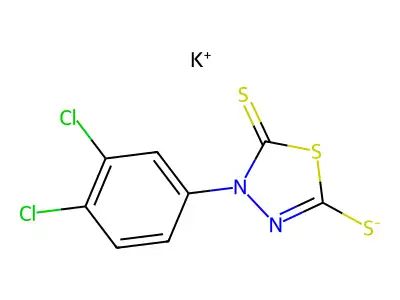 potassium [4-(3,4-dichlorophenyl)-5-sulfanylidene-4,5-dihydro-1,3,4-thiadiazol-2-yl]sulfanide structure