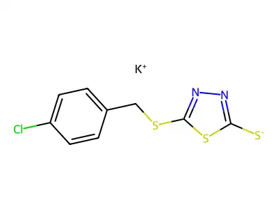 Potassium (5-{[(4-chlorophenyl)methyl]sulfanyl}-1,3,4-thiadiazol-2-yl)sulfanide structure