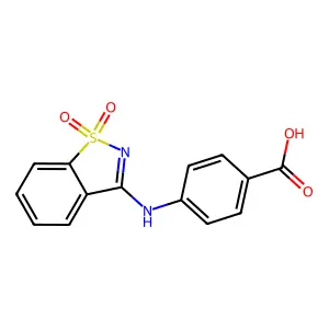 4-[(1,1-Dioxo-1,2-benzothiazol-3-yl)amino]benzoic acid structure