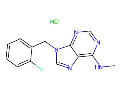 9-(2-fluorobenzyl)-6-(methylamino)-9H-purine hydrochloride structure