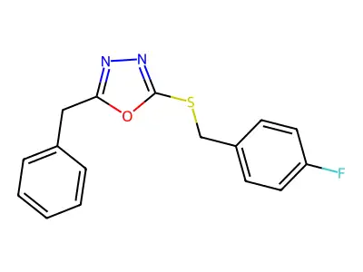 2-Benzyl-5-[(4-fluorophenyl)methylsulfanyl]-1,3,4-oxadiazole structure