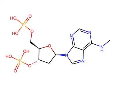 [(2R,3S,5R)-5-[6-(methylamino)purin-9-yl]-2-(phosphonooxymethyl)oxolan-3-yl] dihydrogen phosphate structure