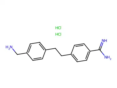 Benzenecarboximidamide, 4-(2-(4-(aminomethyl)phenyl)ethyl)-, dihydrochloride structure