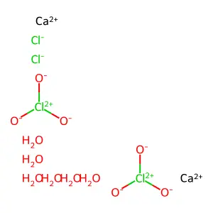 Calcium chlorate, mixed with calcium chloride, hexahydrate structure