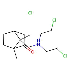 Camphor, 9-(bis(2-chloroethyl)amino)-, hydrochloride structure