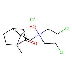 Camphor, 9-(bis(2-chloroethyl)amino)-, N-oxide, hydrochloride structure