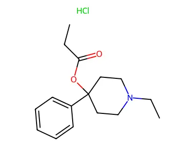 4-Piperidinol, 1-ethyl-4-phenyl-, propionate, hydrochloride structure