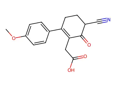 (5-Cyano-2-(4-methoxy-phenyl)-6-oxo-cyclohex-1-enyl)-acetic acid structure