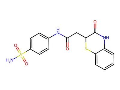 2-(3-oxo-3,4-dihydro-2H-1,4-benzothiazin-2-yl)-N-(4-sulfamoylphenyl)acetamide structure