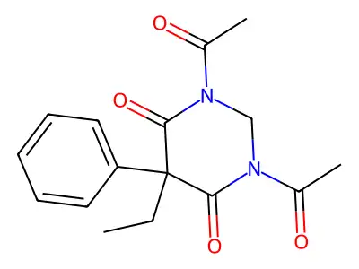 1,3-Diacetyl-5-ethyl-5-phenylhexahydropyrimidine-4,6-dione structure