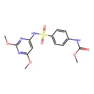 Methyl {4-[(2,6-dimethoxypyrimidin-4-yl)sulfamoyl]phenyl}carbamate structure