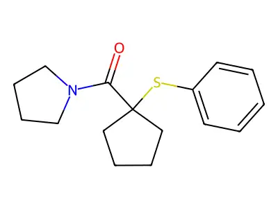 Pyrrolidine, 1-((1-(phenylthio)cyclopentyl)carbonyl)- structure