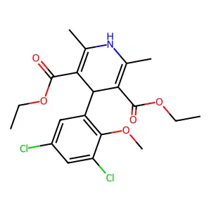 diethyl 4-(3,5-dichloro-2-methoxyphenyl)-2,6-dimethyl-1,4-dihydropyridine-3,5-dicarboxylate structure