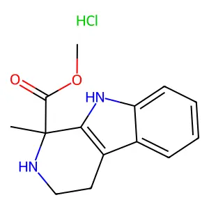 Methyl 2,3,4,9-tetrahydro-1-methyl-1H-pyrido(3,4-b)indole-1-carboxylate monohydrochloride structure