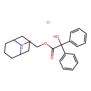 9-Azabicyclo(3.3.1)nonane-9-ethanol, benzilate (ester), hydrochloride structure