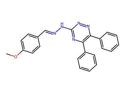 N-[(4-methoxyphenyl)methylideneamino]-5,6-diphenyl-1,2,4-triazin-3-amine structure