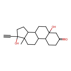 19-Norpregn-20-yn-3-one, 5,17-dihydroxy-, (5beta,17alpha)- structure