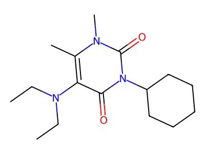 Uracil, 3-cyclohexyl-5-(diethylamino)-1,6-dimethyl- structure