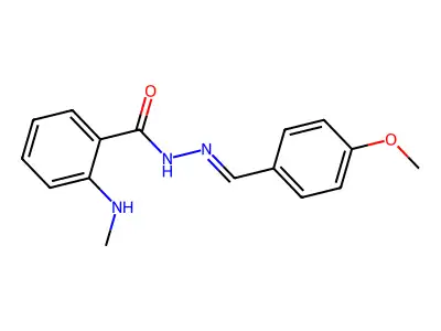 N-[(4-methoxyphenyl)methylideneamino]-2-(methylamino)benzamide structure