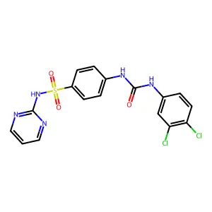 4-(3-(3,4-dichlorophenyl)ureido)-N-(pyrimidin-2-yl)benzenesulfonamide structure