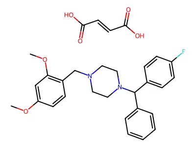 1-(2,4-Dimethoxybenzyl)-4-(4-fluorobenzhydryl)piperazine fumarate structure