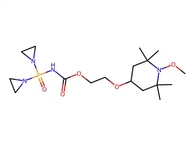 Carbamic acid, (bis(1-aziridinyl)phosphinyl)-, 2-((1-methoxy-2,2,6,6-tetramethyl-4-piperidyl)oxy)ethyl ester structure