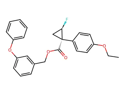 Cyclopropanecarboxylic acid, 1-(4-ethoxyphenyl)-2-fluoro-, (3-phenoxyphenyl)methyl ester, cis- structure