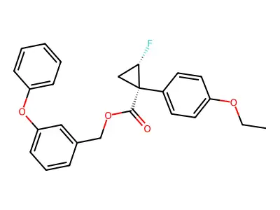 (3-phenoxyphenyl)methyl (1R,2S)-1-(4-ethoxyphenyl)-2-fluorocyclopropane-1-carboxylate structure