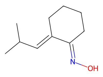 Cyclohexanone, 2-(2-methylpropylidene)-, oxime structure