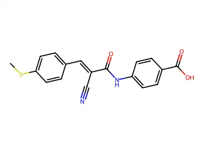 4-[[(E)-2-cyano-3-(4-methylsulfanylphenyl)prop-2-enoyl]amino]benzoic acid structure