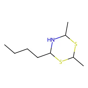 1,3,5-Dithiazine, perhydro-6-butyl-2,4-dimethyl structure
