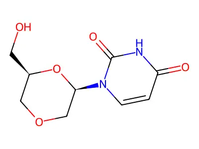 2,4(1H,3H)-Pyrimidinedione, 1-(6-(hydroxymethyl)-1,4-dioxan-2-yl)-, (2R-cis)- structure