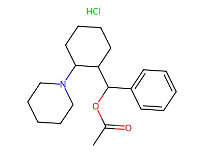 Cyclohexanemethanol, alpha-phenyl-2-piperidino-, acetate, hydrochloride structure