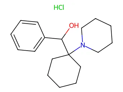 Cyclohexanemethanol, alpha-phenyl-1-piperidino-, hydrochloride structure