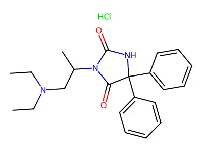 Hydantoin, 3-(2-(diethylamino)-1-methylethyl)-5,5-diphenyl-, hydrochloride structure