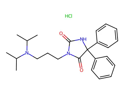 Hydantoin, 3-(3-(diisopropylamino)propyl)-5,5-diphenyl-, hydrochloride structure