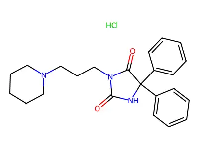 Hydantoin, 5,5-diphenyl-3-(3-(piperidino)propyl)-, hydrochloride structure