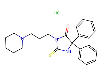 Hydantoin, 5,5-diphenyl-3-(3-piperidinopropyl)-2-thio-, monohydrochloride structure