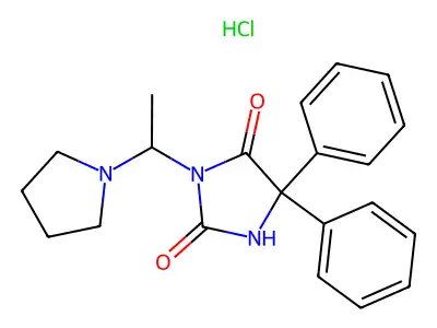 Hydantoin, 5,5-diphenyl-3-(1-(pyrrolidinyl)ethyl)-, hydrochloride structure