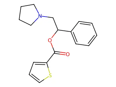 2-Thiophenecarboxylic acid, alpha-(1-pyrrolidinylmethyl)benzyl ester structure