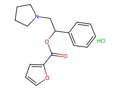2-Furoic acid, alpha-(1-pyrrolidinylmethyl)benzyl ester, hydrochloride structure