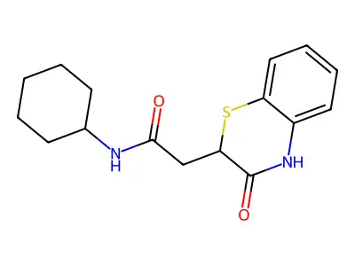 N-cyclohexyl-2-(3-oxo-3,4-dihydro-2H-1,4-benzothiazin-2-yl)acetamide structure
